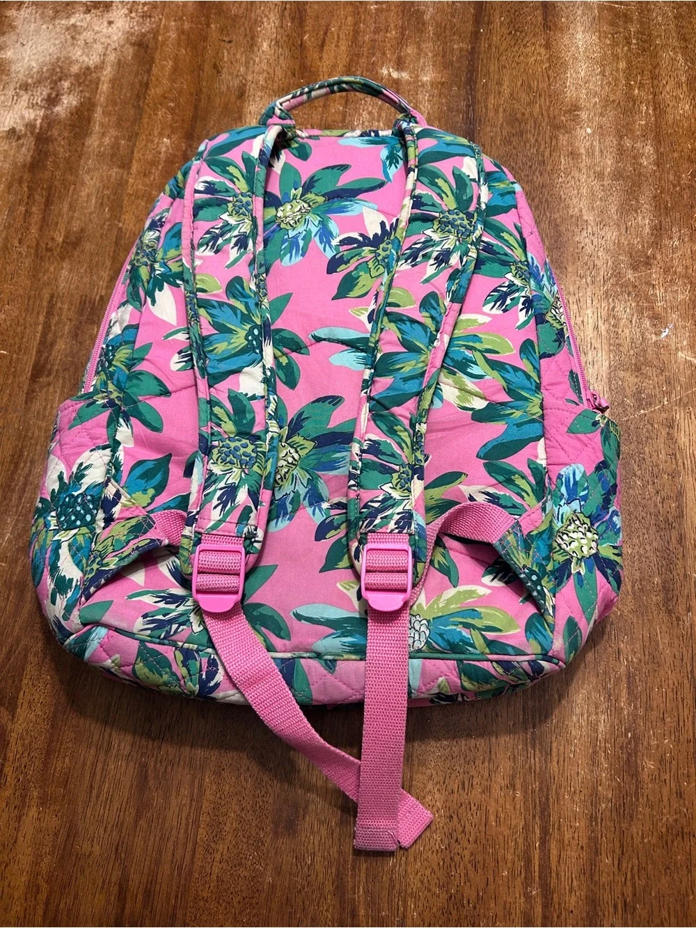 Vera Bradley Pink Quilted Campus Laptop Backpack Retired Tropical Paradise
